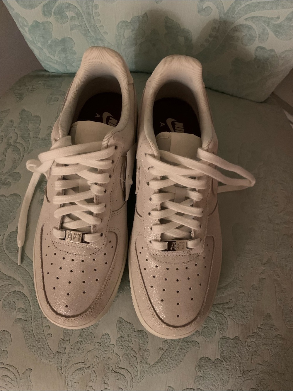 Nike White Low-Top Sneakers with Metallic Lace Dubs